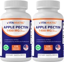 Vitamatic Apple Pectin 700 מ"ג - 120 קפסולות צמחוניות לבקבוק | 2Pack (240 קפסולות צמחוניות) תוספי תזונה טבעיים סיבים - תומך בבריאות העיכול ובשגרה *