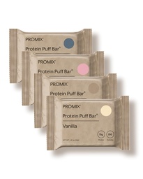 ProMix Nutrition Puff Bars - Variety Pack - Vanilla, שוקולד, סטרוברי, Blueberry - Marshmallow Crispy Treat - חלבונים גבוהים וקלורי נמוך - 12 Bars