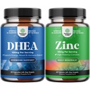 Bundle of Pure DHEA ו- Pure Zinc תוסף - DHEA Thyroid Support for Women Health Immune Support Bone Health and Mood Support - Zinc Immune System Booster for Mood Boost Heart Health