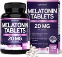 Melatonin 20mg טבליות למבוגרים (180 הרוזן) - Quick Dissolve עם 20 מ"ג של מלטונין Per Tablet - High Potency, Gluten-Free, non-GMO, טבעוני - מעורב ברי פלאמור - ארה"ב Made Madek Supply - ארה"ב Made Made Made Made