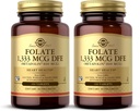 Solgar Folate 1,333 mcg DFE (Metafolin 800 mcg) - 100 טבליות, Pack של 2 - ויטמין טרום לידתי - non-GMO, Gluten Free, Milk Free, כשר - 200 שרתי Total