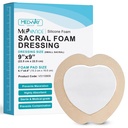 MedVance TM Silicone - Sacral Bordered Silicone Adhesive Foam Wound Dressing, Bed Sore Treatment Bandage for Sacrum, Size 9"x 9" (6.1 "פא x 6.6), Box of 5 תלבושות