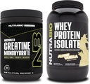NutraBio Creatine Monohydrate, Unflavored, 300g ו Whey חלבון Isolate, אלפיני וניל, תוספת Bundle - שריר אנרגיה, Lean שרירים צמיחה, התאוששות וכוח
