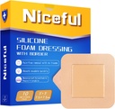 Silicone Foam Dressing 3x3 ב (7.5x7.5 ס"מ), High Absorbency Bed Sore Bandages Wound Care Dressing, Waterified Silicone Bandages for Sensitive Skin Wound Care P(10cs)