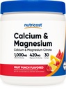 אבקת Calcium Magnesium (Fruit Punch, 30 משרתים) - תמיכה העצם, non-GMO, Gluten Free (מ Calcium Citrate ו Magnesium Citrate)
