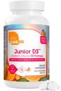 Zahler Junior D3 ויטמינים 1000 IU - ויטמין D3 לילדים כדי לתמוך בעצמות, שיניים ובריאות החיסון - ילדים כשרים כתום פלאפור - 250 הרוזן.