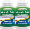 Best Naturals ויטמין B-12 כמו Methylcobalamin (Methyl B12, 6000 mcg 120 טבליות sublingual (120 Count)