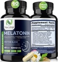 Necstar Melatonin 10 מ"ג, Sleep Aid for Adults, תוספת כוח עם Ashwagandha, Magnesium, L-theanine, GABA, Lemon Balm ו Chamomile Sleep Support Supplement, Non-GMO, Gluten-Free 60 קפסולות