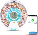 Zoksi חדש Bluetooth חכם גלולות Dispenser, תרופות אלקטרוניות Dispenser עבור Elderly, 28 השוואת תרופות מארגנת עם זיכרון משולש