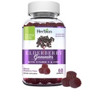 HERBION Elderberry Gummies עם ויטמין C & Zinc - תמיכה במערכת החיסון בריאה - Gluten-Free & Gelatin-Free - 60 חניכיים למבוגרים ולילדים 4 שנים ומעלה - Made in USA, 60 Count (Pack of 1)