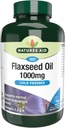 Natures Aid Flaxseed Oil 1000mg Cold Pressed (Omega 3, 6 + 9) 180 מכסה. מתאים לצמחונים.