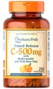 ויטמין C 500 מ"ג גאווה של Puritan עם Rose HIPS Caplets, 250 הרוזן