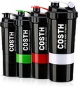 17 Oz Multi-Compartment Shaker בקבוק עם 4Pack Set | BPA-Free, Leakהוכחה, Mixer & תוסף אחסון