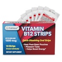 ויטמין B12 Strips 10 Pack | Easy Oral Dissolvable Mint Flavored Strips | 1500 mcg Strips | VIT B12 Dissolve underלשון | Methylcobalamin B-12 ויטמין פורמולה