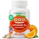 ילדים ויטמין D 1000 IU Chewable Tablets - Tasty Natural Orange Flavor - טבעוני, GMO-Free, Gluten חינם, Nut חינם ויטמינים - תוספת תזונתית עבור תמיכה חיסונית - עבור ילדים - 120 צ'כוסים