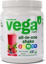 Vega אורגני All-in-One Vegan אבקת חלבון, ברי - Superfood Ingredients, ויטמינים לתמיכה בתחמושת, Keto Friendly, Pea חלבונים לנשים וגברים, 12.1 oz (Packaging May Vary)