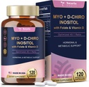 Totaria Inositol תוספת לנשים עם ויטמין D3, Folate, 40:1 Ratio Myo-Inositol 3000mg & D-Chiro Inositol 75 מ"ג מורכב, ויטמין B8 Inositol תוספת עבור נשים שיער, סקי בריאות