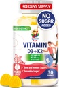ויטמין D3 K2 Gummies 5000 IU - Immune & העצם תומך חניכיים - ויטמין D Gummy תוספת למבוגרים - High-Absorption, טבעוני, הליל, ויטמינים ללא גלוטן