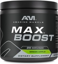 שריר מדהים מקס Boost | 25 משרתים | Intense Pre-Workout תוספת לגברים ונשים | מכיל Creatine Monohydrate, Caffeine, Beta-Alanine, Betaine (25 משרתים, Apple ירוק)