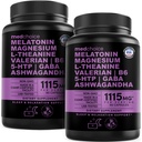 12-in-1 מלטונין שינה קפסולות - Natural Sleep Aids for Adults with Melatonin 5 מ"ג ומגנזיום Glycinate 500 מ"ג, Sleep Aid with Ashwagandha, L Theanine, Valan Root, GABA, 5-HTP (90ct, Pack of 2)
