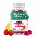 Physician's Choice fiber Gummies for Digestive Health & סדירות - Raspberry Lemon Flavor - No Sugar הוסיף & Vegan - Natural Chicory Root Prebiotic - Daily Gummy for Adults, Women & Men - 60CT