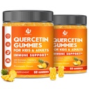 (2 Pack) סוכר חינם Quercetin עם Bromelain חניכיים לילדים ומבוגרים - Immune, Antioxidant, Seasonal Support, 1000 מ"ג Quercetin תוספתs עם Bromelain, Zinc, Elderberry, ויטמין C D3 E, 120 הרוזן