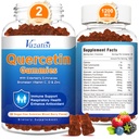 2 Pack Quercetin with Bromelain Gummies, Quercetin עם ויטמין C Zinc & Elderberry עבור Immune System & Allergy, Chewable & טבעוני מסטיקים, מעורב ברי פלפור 120 Cts