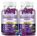 2 Packs 3000MG Glucosamine Chondroitin חניכיים עם MSM & Elderberry תוספת כוח - תמיכה משותפת, תמיכה אנטי-חמצן תמיכה עבור מבוגרים, גברים ונשים - 120 גמונים כחולים