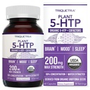 אורגני 5-HTP - 200 מ"ג | 99% ריכוז 5HTP, Plus Cofactor ויטמין B6 & Lion's Mane | מים מופקים מ-Griffonia Seeds | תמיכה Mood, Cognition & Sleep (60 קפסולות | 30 משרתים)