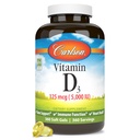 קרלסון - ויטמין D3 5000 IU (125 mcg), בריאות העצם, בריאות השרירים, Cholecalciferol, ויטמין D תוספים, ויטמין D3 Soft Gels, 360 Softgels