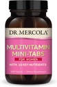 Dr. Mercola Multivitamin Mini-Tabs עבור נשים, 30 משרתות (300 טבליות), עם 10 חומרים מזינים מרכזיים, תומך בריאות נשים אופטימאלי, non-GMO