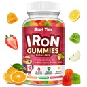 תוספת ברזל לחניכיים לילדים, ילדים Multivitamin עם ברזל - ויטמין B Complex, C, D3, Calcium, Folate, Zinc, FOS for Blood Builder & Energy Support, Iron Deficiency, טבעוני, Mixed Fruitor, 60 ctcor, 60 ct