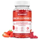 חניכיים ברזל לנשים וילדים - תוספי ברזל עם Multivitamin for Blood Builder, Energy, Iron Deficiency & Anemia - Sugar Free Vegan Strawberry 60