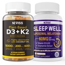 ויטמין D3K2 5000IU Gummies + Melatonin 60 מ"ג למבוגרים