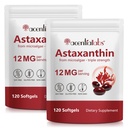 Astaxanthin תוספי 12 מ"ג - 120 Softgels | Premium Natural Antioxidant from Microalgae | Eye, Skin, Brain, Joint, Heart & Immune Health Support