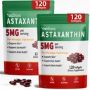 2Pack Astaxanthin תוספי 12mg - Premium Astaxanthin for Eye, Brain, Skin & Immune Support, Microalgae Source, 240 Softgels