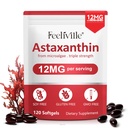 Astaxanthin 12 מ"ג, 120 Softgels, 4 חודשים אספקה | Premium Astaxanthin Antioxidant Supplements