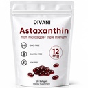 DIVANI Astaxanthin 12mg, Antioxidant תוסף עבור Daily, Immune, Eye & Skin Support, non-GMO, Gluten Free - 120 Softgels
