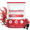 תוספי Astaxanthin,12mg Astaxanthin Natural Anti-Aging פורמולה - תומך עיניים, משותף, פנימי Circulation & Skin Health, Non-GMO Non-Gluten