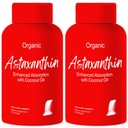 Advanced Bionetix 2 Pack Triple Power Asta QuickTM Astaxanthin 12mg High Bioavailability Formula, 120 Softgels שמן קוקוס אורגני עבור Absorption משופרת. אבטחה משותפת לבריאות הלב
