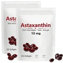 2pack Astaxanthin 12 מ"ג, 120 Softgels, Max Power Antioxidant עם שמן קוקוס, פורמולה טבעית, Absorption גבוהה לתמיכה ב- Eye & Skin, פורמולה טבעית, Non-GMO, Gluten FreeFree