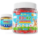 ילדים ויטמין D3 K2 חניכיים 2 Pack + אומגה 3 חניכיים לילדים 2 Pack