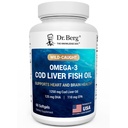 ד"ר ברג אומגה 3 Cod Liver Fish שמן 60 Softgels - Wild-Caught איסלנד Cod - אומגה 3 EPA & DHA - Heart, Brain, Immune & Eye Support * - Lemon Flavor - 4X Lab-Tested - non-GMO, No Fillers No Fillers No Fillers, No Fillers, No Fillers, No Fillers