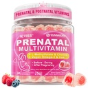 ויטמינים טרום לידתי עבור נשים Multivitamin Gummies w / Methylfolate 1 מ"ג, Choline אומגה 3(DHA +EPA) ברזל, ויטמינים לאחר לידה לנשים הנקה | לפני, במהלך ואחרי ההריון, Sugar חינם, Vegan,60Cts