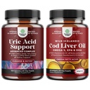 Bundle של קפה ירוק Bean Extractle עבור Uric Acidse - Turmeric Tart Cherry & Celery Seed ואיסלנדי שנתפסו Wild Cod Liver שמן Softgels - Fish אומגה 3 EPA DHA ויטמין D & A 1000 מ"ג Per המשרתת המשרתת.