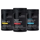 מחקר ספורט ® Multivitamin Pack w/CherryPure® Tart Cherry Fruit Complex 800 מ"ג, ויטמין D3 5000iu + K2 100mcg, ואלסקה אומגה 3 שמן 1250 מ"ג - non-GMO) סוכר ללא תשלום