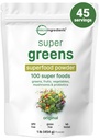 Micro Ingredients Super Greens אבקת, 1lb | 100 Superfood Band with Daily Greens, פירות, ירקות, Mushrooms & Probiotics | מקור של חלבון טבעוני & Enzy | Non-GMO, Gluten-Free, Noitives