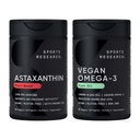 מחקר ספורט ® Vegan Antioxidant Support Pack - אומגה 3 Algae Oil וצמח מבוסס Astaxanthin Softgels for Antioxidant Activity, Skin & Eye Health (60 Veggie Softgels Every)