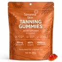 Savanna Skin Tanning Gummies, עם ויטמין C & E, Astaxanthin, Beta Carotene, Skin Radiance & Hydration for Natural Looking Glow, Bronzing, Non-GMO, טבעוני וסוכר חינם - 60 Count (1)