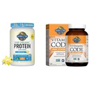 Garden of Life Organic Vanilla חלבונים אבקת 22g - ויטמין C 120 קפסולות Bundle